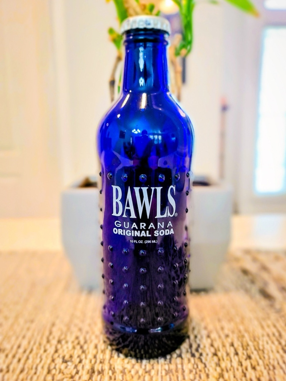 Vintage Cobalt Blue BAWLS Guarana Soda Glass Bottle - 10oz Collectible